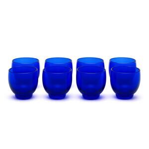 Set Of 8 Vintage Hazel-Atlas Cobalt Blue Juice Whiskey Glasses 2.5” 1930s-40s